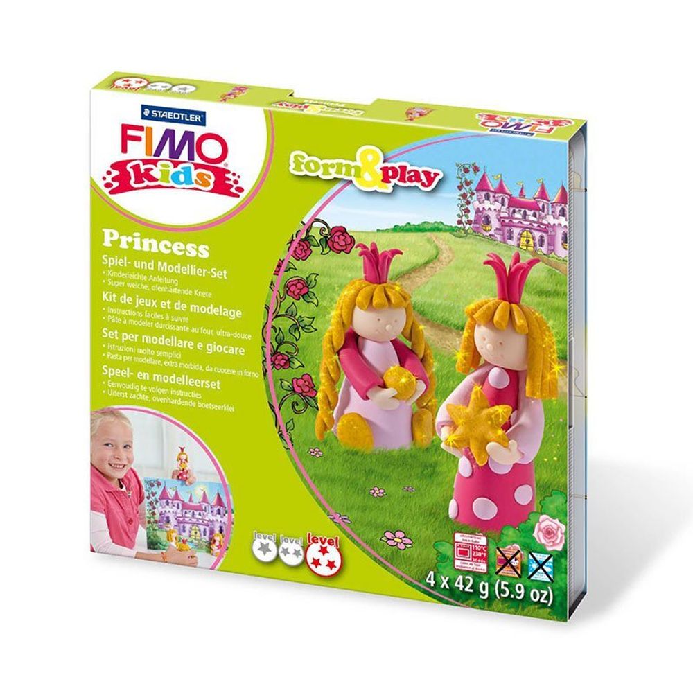 Набор Принцесса Fimo Kids Form&amp;Play, состоящий из 4-ти блоков по 42 гр, ур. сл. 3, 8034 06 LZ
