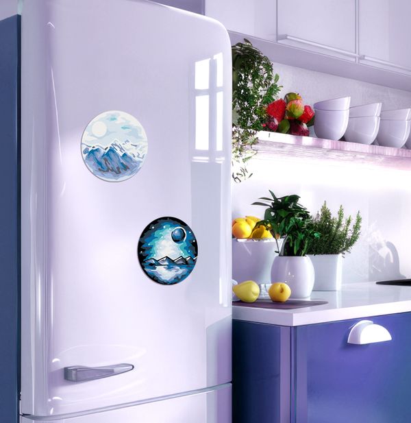 Картина по номерам Фрея PNBM-027, Горные вершины, (на магните) 9х9 см