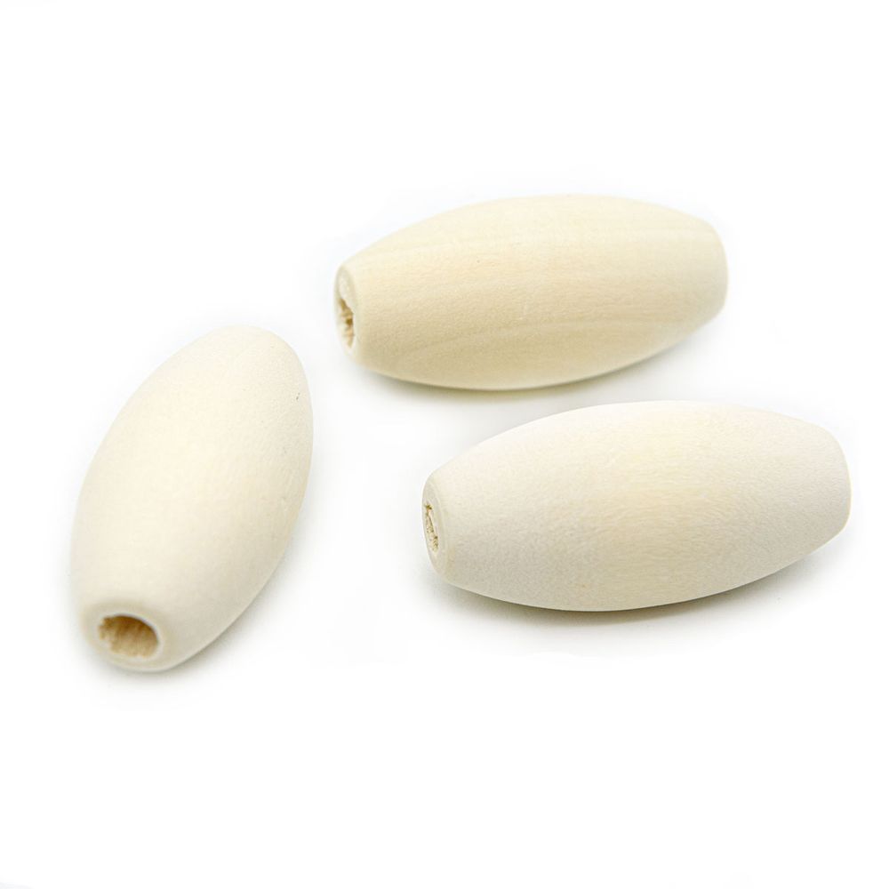 Бусины дерево 40х20 мм неокрашенные, овальные, 3 шт