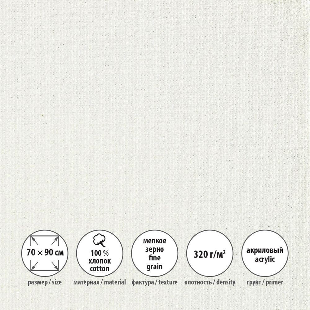 Холст грунтованный на подрамнике 70х90 см, 320 г/м², 2 шт, Плещеевский мелкозернистый, Vista-Artista ACFG-7090