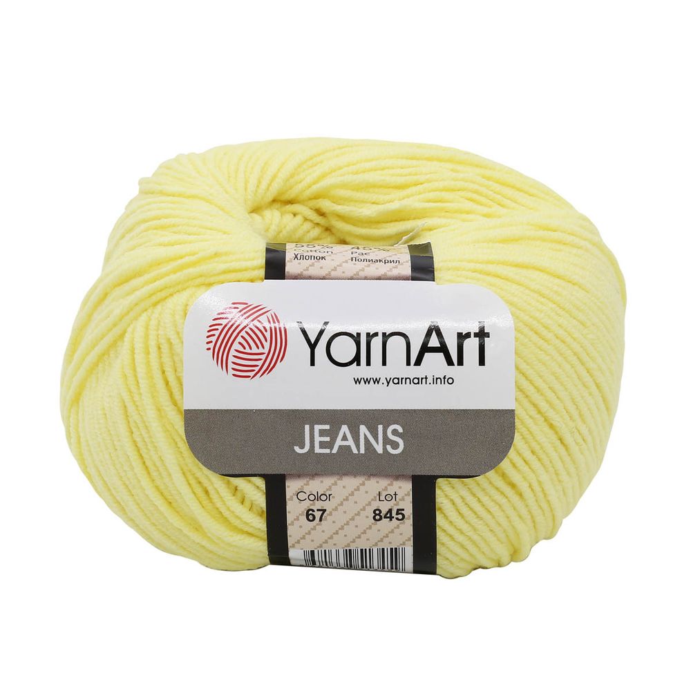 Пряжа YarnArt (ЯрнАрт) Jeans / уп.10 мот. по 50 г, 160м, 67 св-желтый