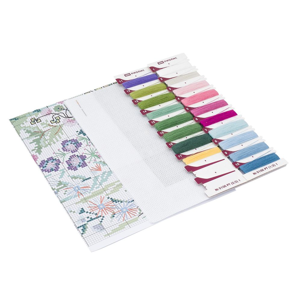 Набор для вышивания нитками Риолис, Луговые цветы 30х30см