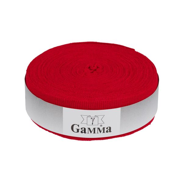 Косая бейка трикотажная 35 мм / 10 метров, (рибана), 014 красный, Gamma