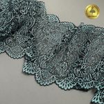 Кружево бельевое эластичное 225 мм / 3 м, 40992 цв.т.зеленый+св.зеленый, Kruzhevo