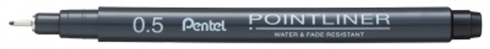 Линер Pointliner 0.5 мм, 12 шт, S20P-5A черные чернила, Pentel