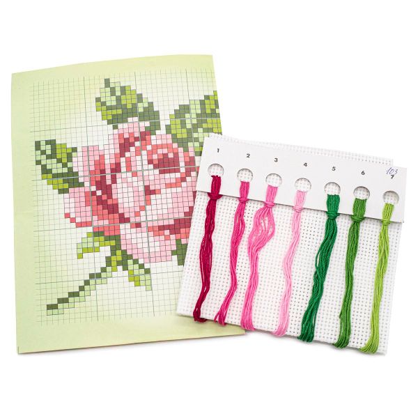 Набор для вышивания нитками РС Студия, Роза 12х12 см