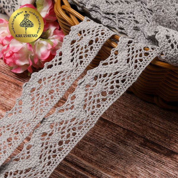 Кружево вязаное (тесьма) 30 мм / 10 метров, цв.25 св.серый, Kruzhevo