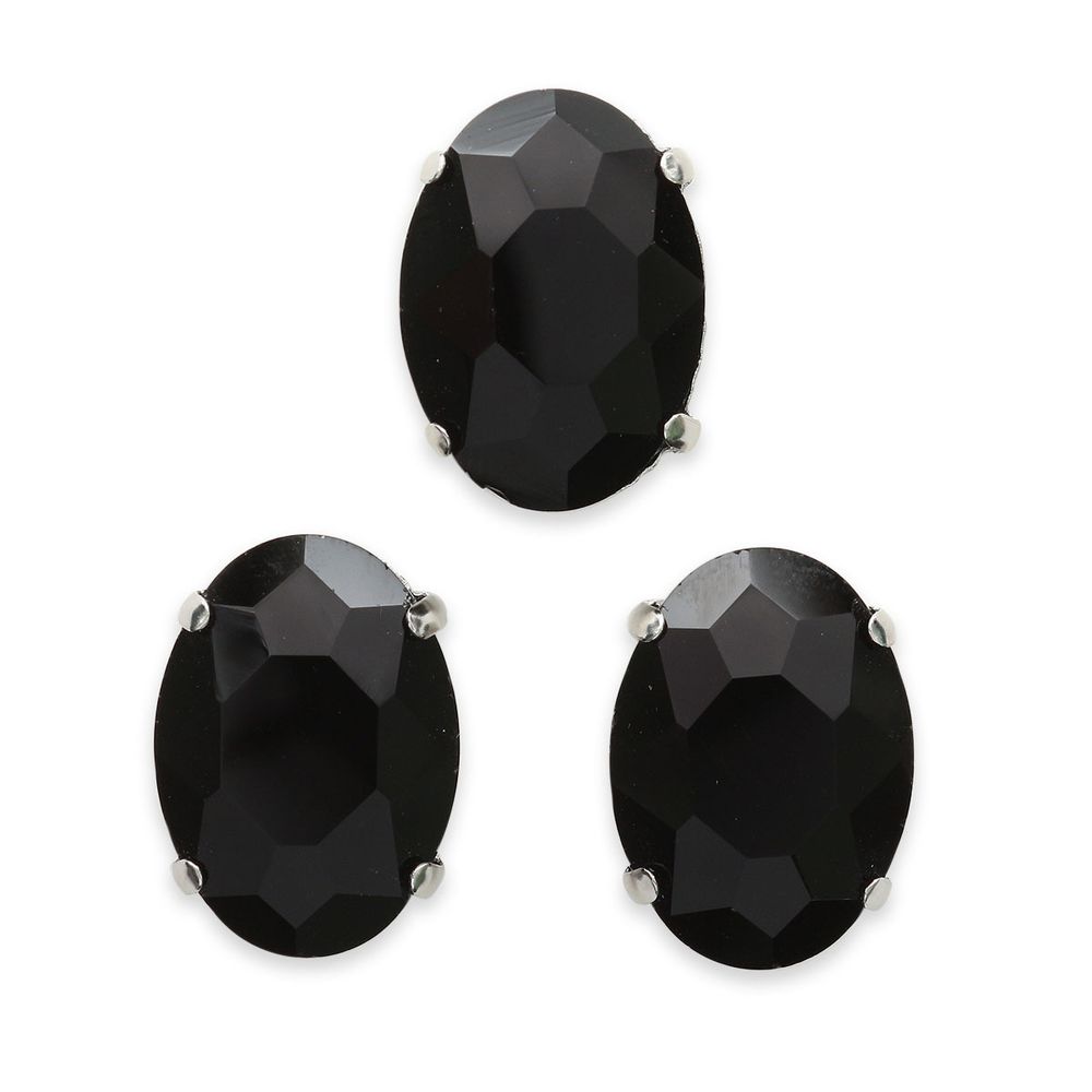 Хрустальные стразы в цапах овальной формы, черный 13х18 мм, 3 шт, ОЦ012НН1318