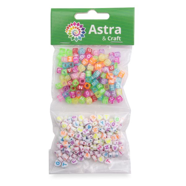 Бусины пластик набор веселые буковки, пластик, 2х20гр Astra&Craft, CN2038-6587