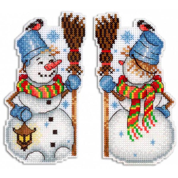 Набор для вышивания нитками МП Студия, Снеговик 13х7см