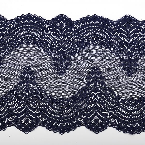 Кружево бельевое эластичное 230 мм / 10 м, 8036, цв.S919 т.синий, Kruzhevo