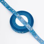 Лента декоративная с принтом Бабочки 20.0 мм / 45.72 метра, синий, 4001