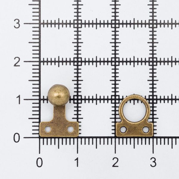 Крючки пришивные декоративные 10х21 мм, бронза, 10 шт