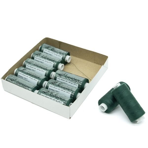 Нитки швейные бытовые Bestex 40/2, 365 м (400 ярд) / 10 кат., 140 темный малахит