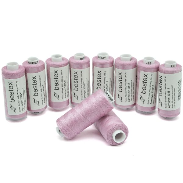 Нитки швейные бытовые Bestex 40/2, 365 м (400 ярд) / 10 кат., 293 розово-сиреневый