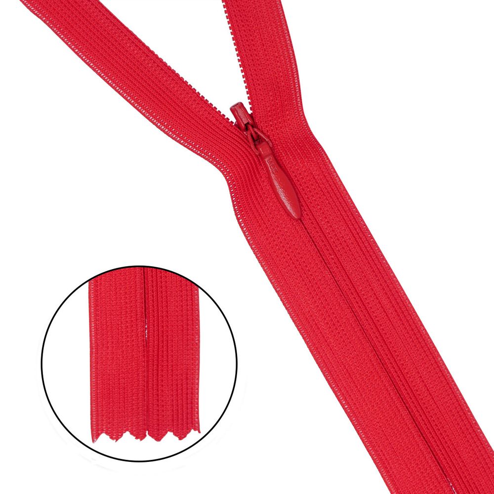 Молния потайная (скрытая) Т3 (3 мм) 1 зам., н/раз., 20 см, алый, 31224 / 20, 10 шт
