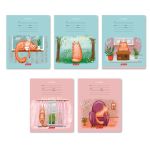 Тетрадь ученическая школьная, выборочный лак, A5+ 18 л. на скобе 65 г/м², белизна 100%, 20 шт, клетка, 000706 Жизнь кота Абрикоса, Светоч 18ТЕТк-003