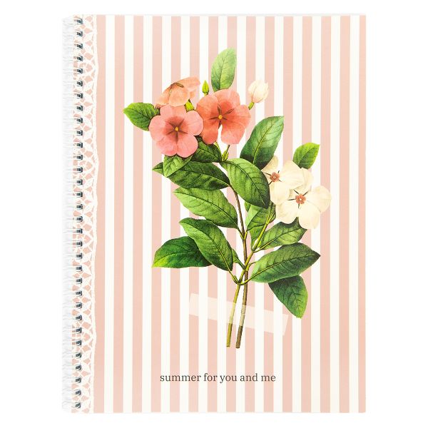 Тетрадь Flowers A4 80 л. на гребне 60 г/м², 4 шт, клетка, SVT 800421 01 розовый, Светоч