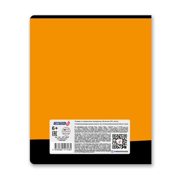 Тетрадь со справочным материалом Без фильтров, A5+ 48 л. на скобе 60 г/м², белизна 90%, 10 шт, клетка, 00843 Геометрия, Светоч 48Т1