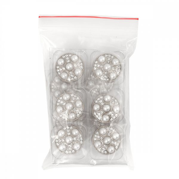 Пуговицы на ножке металлические 34L=21мм, С-MP17 цв.серебро/перламутр, 10 шт