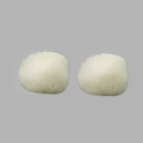 Помпон из искусственного меха 100 мм, кролик, 2 шт, G белый