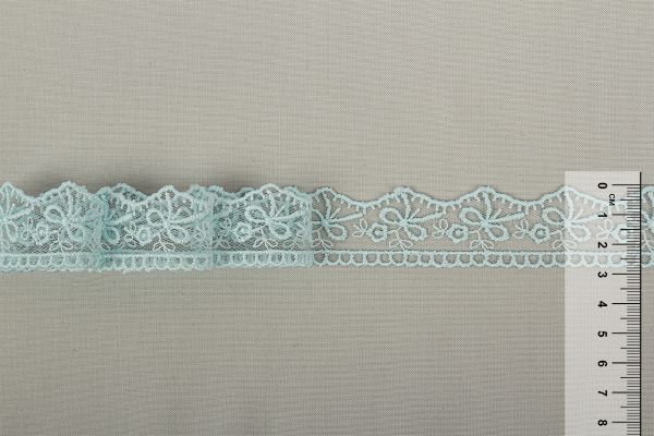 Кружево на сетке 28 мм / 10 м, голубой, Gamma GKM-2801M