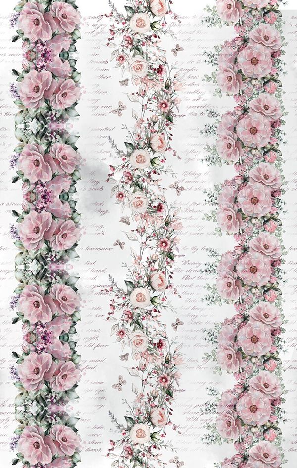 Бумага рисовая 32х22 см, 0117 Цветочные бордюры, Love2art KPR/R