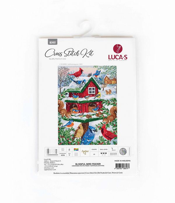 Набор для вышивания нитками Luca-S, Кормушка для птиц 25х33 см