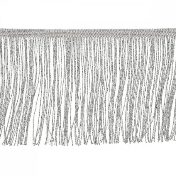 Бахрома отделочная широкая 150.0 мм / 5 метров, с люрексом, серебро