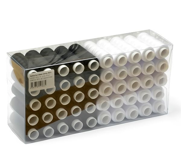 Швейные нитки (набор) 40/2 183м черные/белые уп. 50 катушек