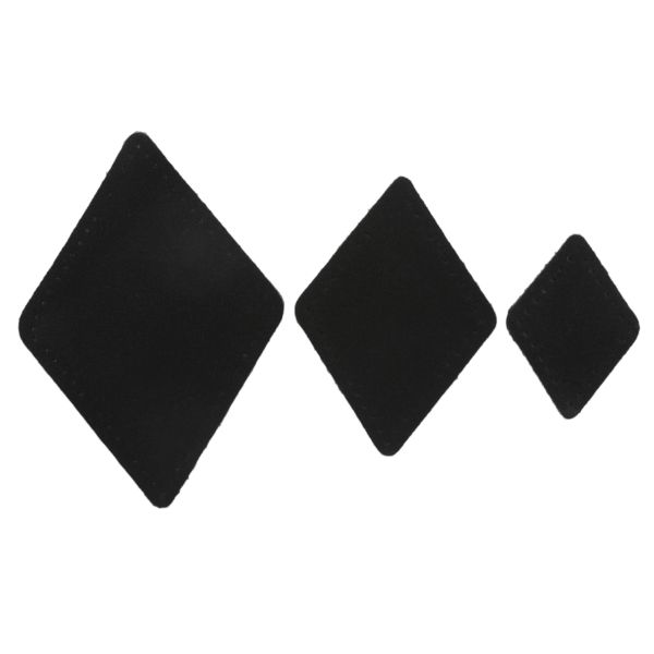 Набор заплаток пришивных из замши, ромб 4х5,6см, 6х8,4см, 8х11,2см, с перфорацией, 3 шт (20 черный), 59405