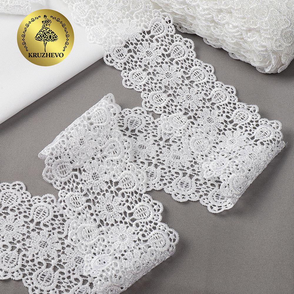 Кружево гипюр (плетёное) 80 мм / 13.71 метров, TBY.02584, цв.1 белый