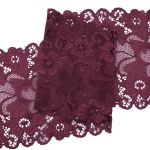 Кружево бельевое эластичное 150 мм / 3.4 метра, цвет темно-красный