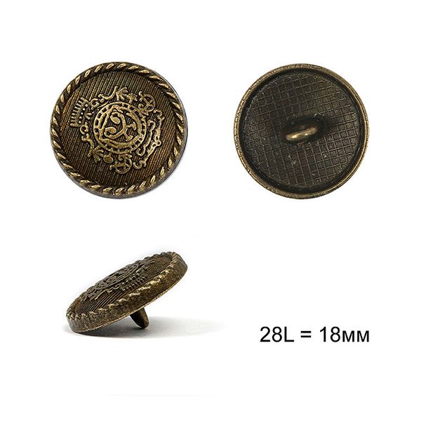 Пуговицы на ножке металл С-ME309 цв.бронза 28L-18мм, 12 шт