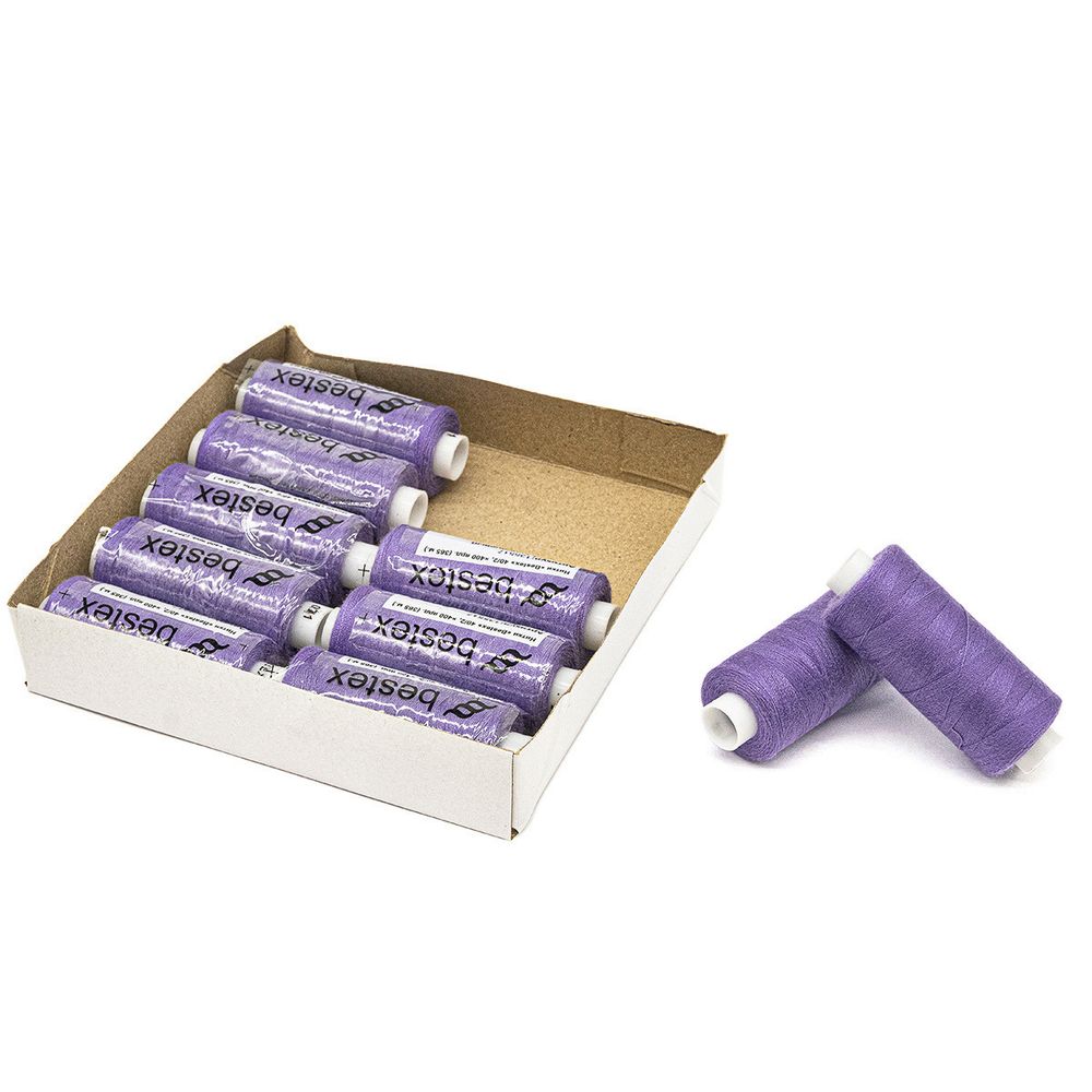 Нитки швейные бытовые Bestex 40/2, 365 м (400 ярд) / 10 кат., 071 яркая лаванда