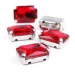 Хрустальные стразы в цапах прямоугольные (серебро) красный 10х14мм, 5 штук Astra&Craft, ПЦ003НН1014