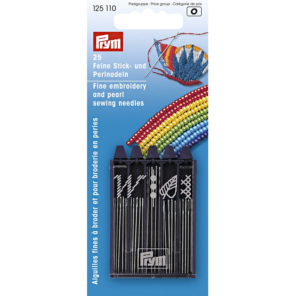 Иглы ручные для вышивания и бисера ассорти, 25 шт, Prym 125110