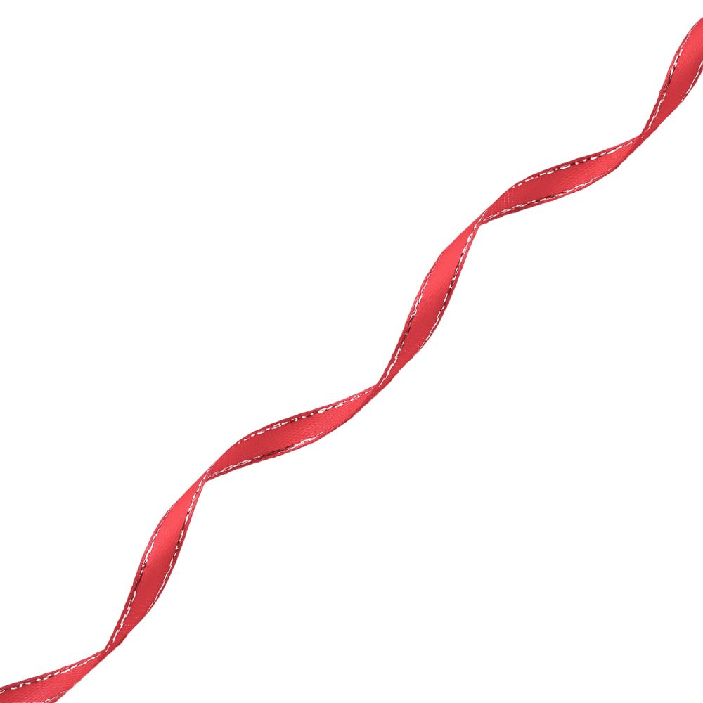 Лента атласная 1-сторонняя 6.0 мм / 22.86±1 метров, с серебряной нитью, 163 красный, Globus