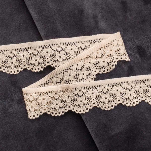 Кружево эластичное (стрейч) 25 мм / 50 метров, бежевый, К009.025