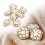 Пуговицы на ножке металлические 28L=18мм, С-MP07 цв.золото/белый, 10 шт