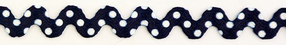 Тесьма вьюнчик 15 мм, синий в белый горошек, 25 м, Matsa