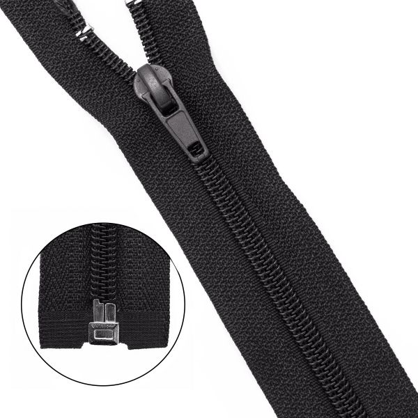 Молния спираль (витая) Т5 (5 мм) 1 зам., разъем., 180 см, 580 черный, 322, 10 шт