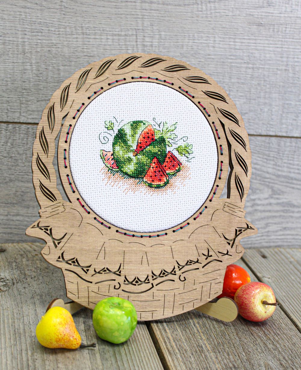 Набор для вышивания нитками МП Студия (Жар-птица), Сахарный арбуз, 7х8 см