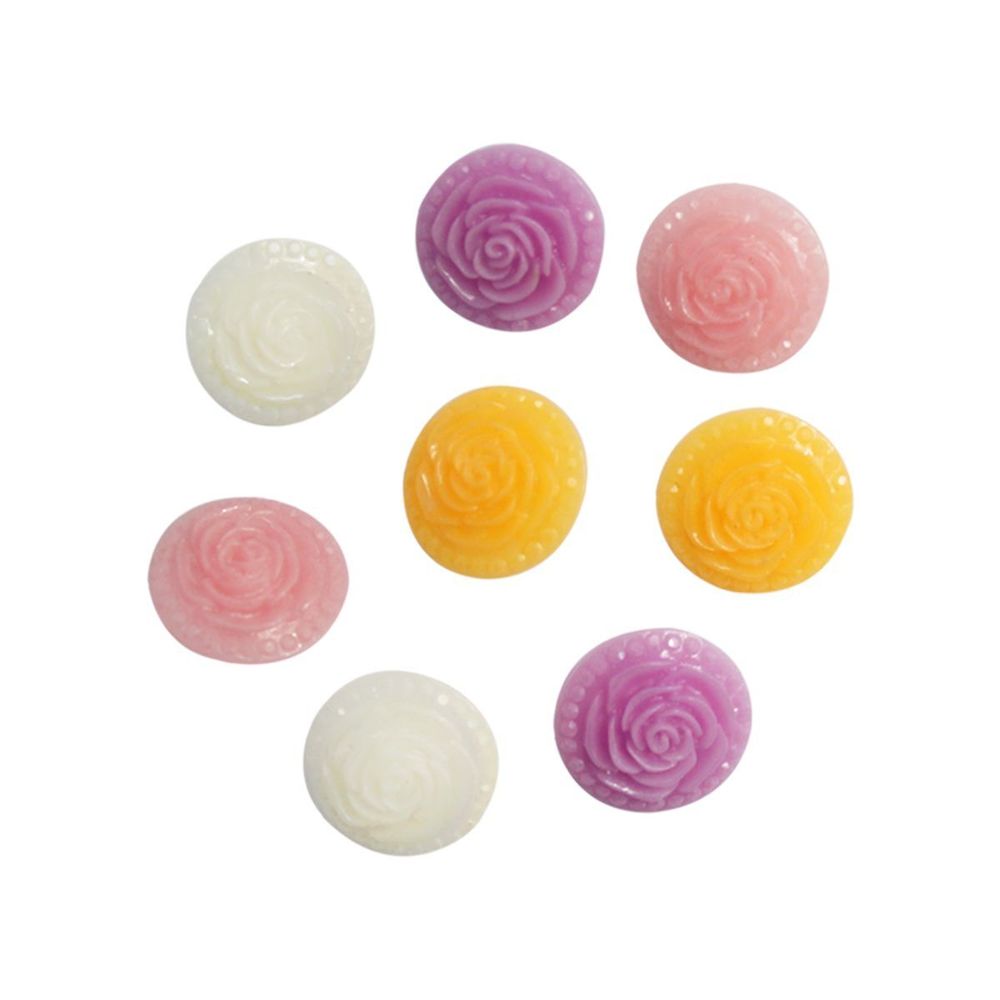 Украшения декоративные пуговицы Розочки, набор 4 цвета, 8 шт (микс 2)