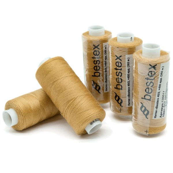 Нитки швейные бытовые Bestex 40/2, 365 м (400 ярд) / 10 кат., 017 пастельно-горчичный