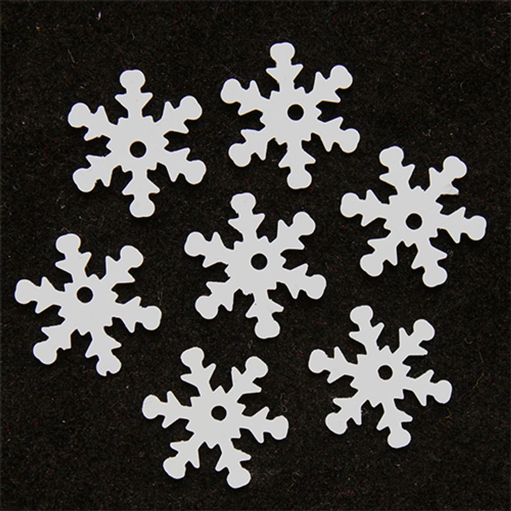 Пайетки фигурные снежинки 13 мм, Астра 10г, L010 белый, уп.10 шт