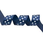 Лента атласная в горошек 45.0 мм / 22.5±1 метров, т.синий, Globus