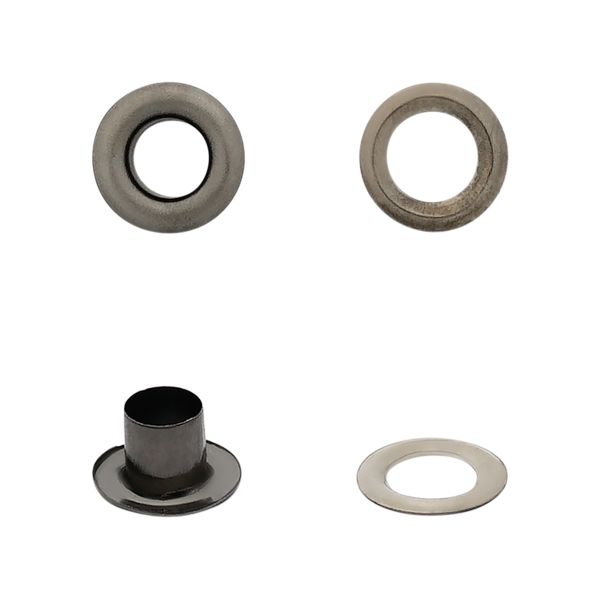 Люверсы металл ⌀_4.87 мм (внутр.), h5.66 мм (внутр.), вн. ⌀9.9 мм (внутр.), №3, сталь, чер.никель, 100 шт, New Star