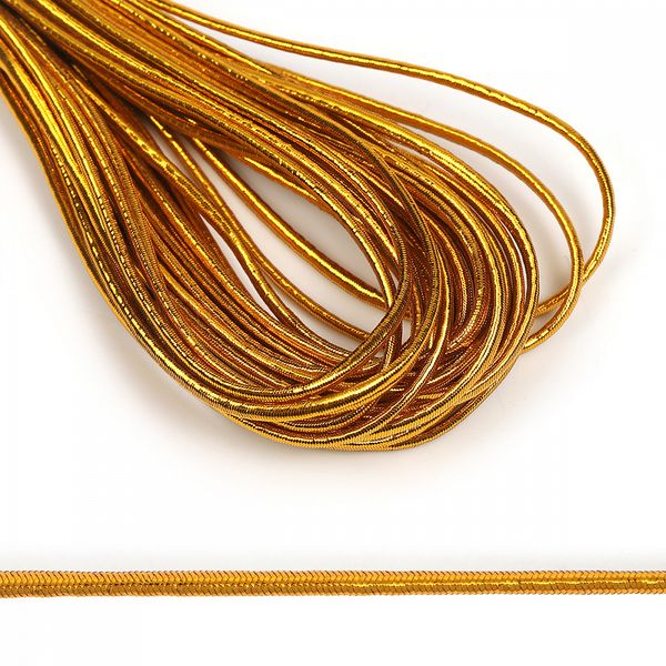 Резинка шляпная (шнур эластичный) ⌀2.0 мм / 10±0.5 метров, цв.золото
