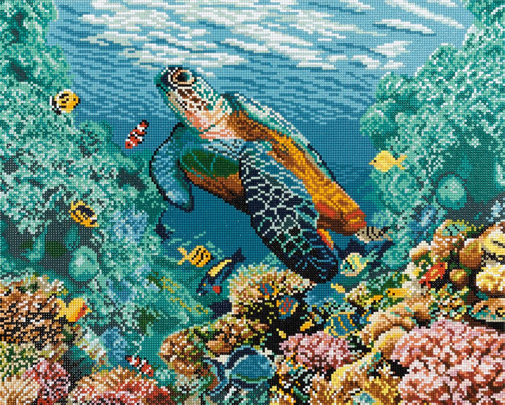 Алмазная (кристальная) мозаика Фрея ALPD-232, на подрамнике Морские обитатели, 50х40 см